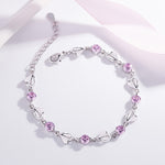 Korean Silver-Plated Ocean Heart Blue Crystal Bracelet view 2