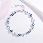Korean Silver-Plated Ocean Heart Blue Crystal Bracelet view 6