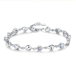 Korean Silver-Plated Ocean Heart Blue Crystal Bracelet view 1