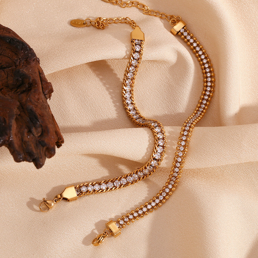 Three-Layer Woven Twisted Chain Ball Bracelet for Women